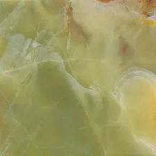 Amostra de Mármore Ônix Verde: verde translúcido com veios claros
